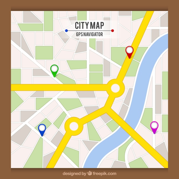 Free Vector road map with pointers in flat style