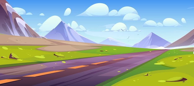 Free vector road and mountain view landscape cartoon vector