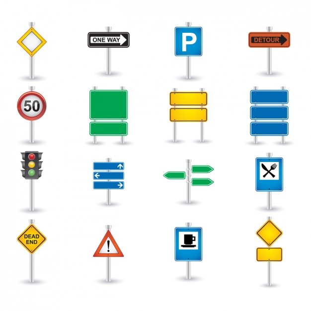 Free Vector road sign icon set