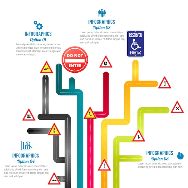 Free Vector roads infographic