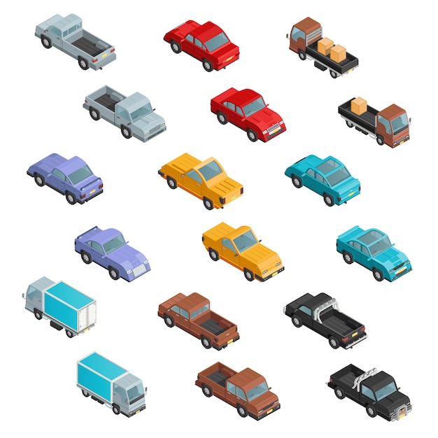 Free Vector roadtransport colorful isometric icons 