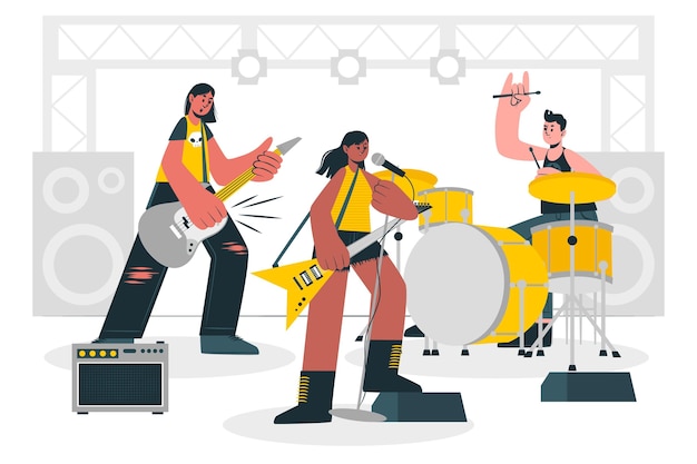 Free vector rock band concept illustration