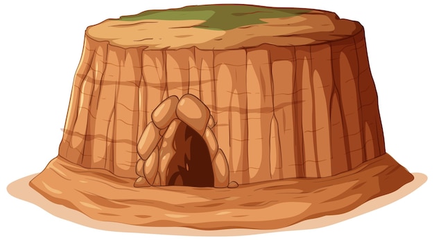 Free vector rocky plateau with cave entrance