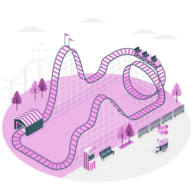 Free vector roller coaster concept illustration