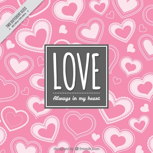 Romantic background with decorative pink hearts