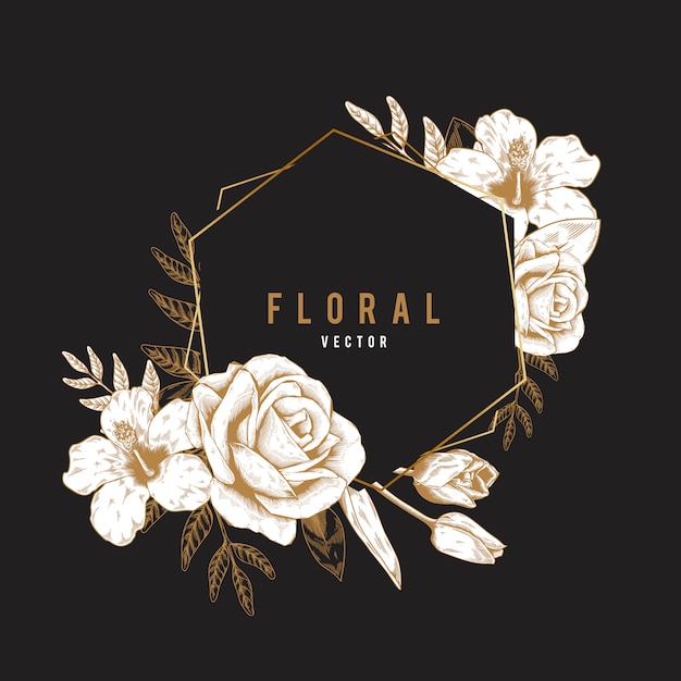 Free Vector romantic floral badge