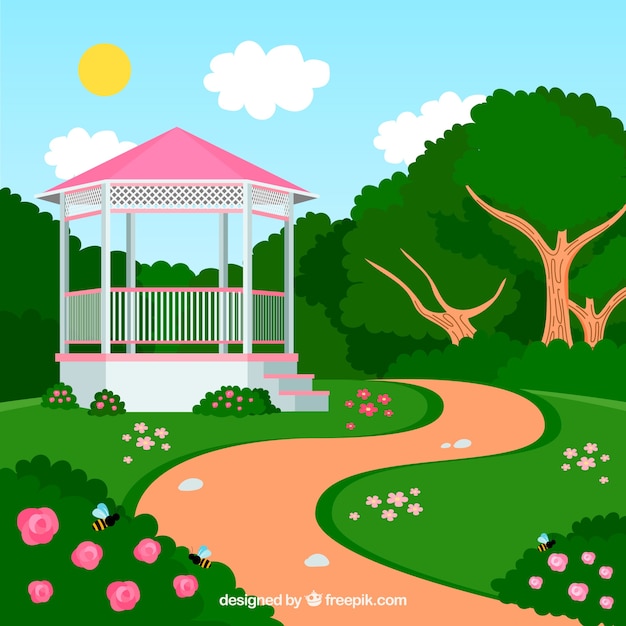 Free vector romantic spring landscape