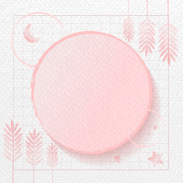 Round frame on pink botanical