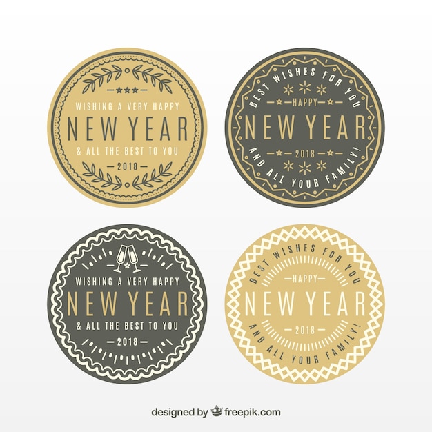 Free Vector round new year stickers