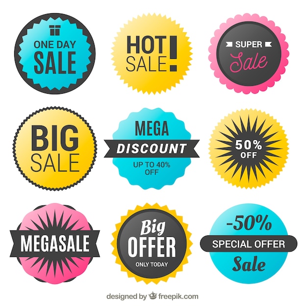 Free Vector round sale label collection