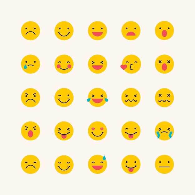 Free vector round yellow emoticon set isolated on beige background