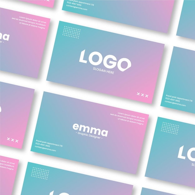 Free Vector rows and columns of pastel gradient business cards