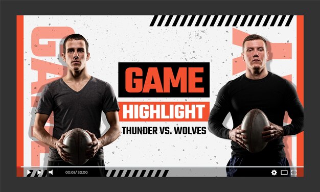 Rugby game youtube thumbnail template