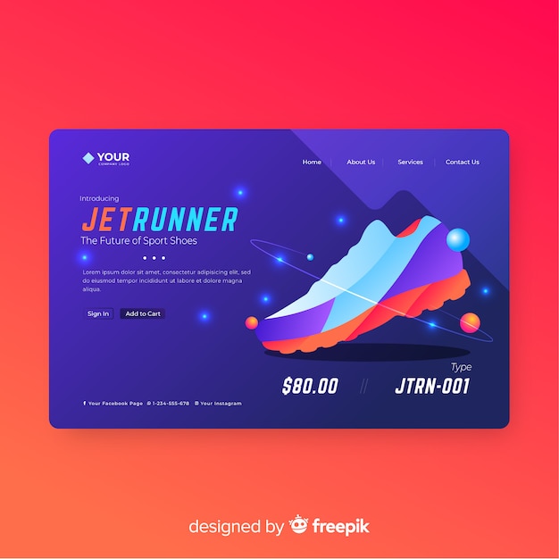 Free vector runner landing page template