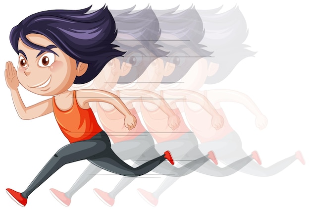 Free Vector running girl cartoon character on white background