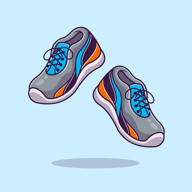 Free vector running shoes cartoon illustration. flat cartoon style