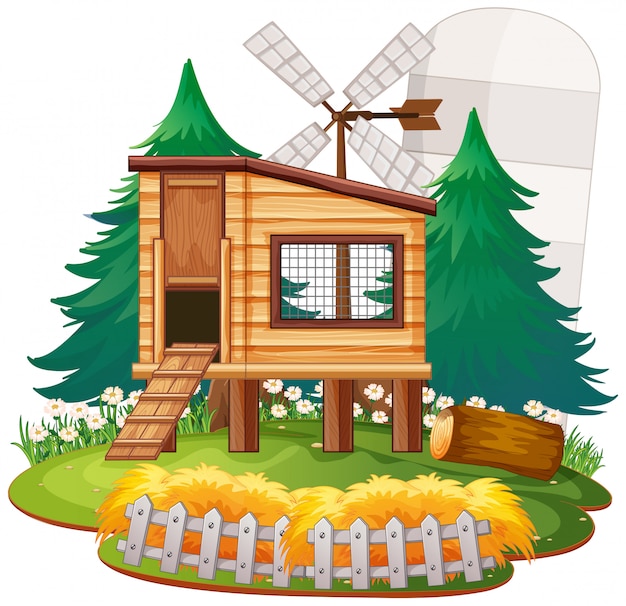 Free vector rural house in nature