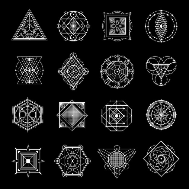 ブラックセットに神聖な幾何学