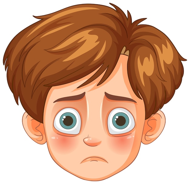 Free Vector sad boy with brown hair