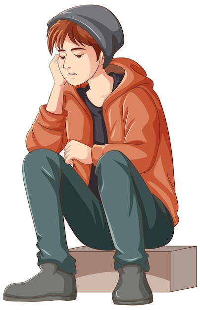 Free Vector sad teenage sitting on the floor