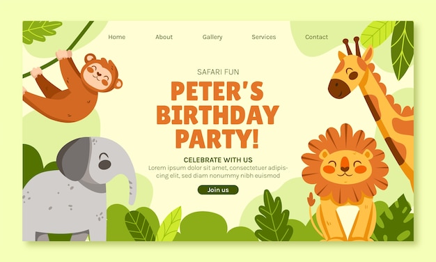 Free Vector safari party landing page template