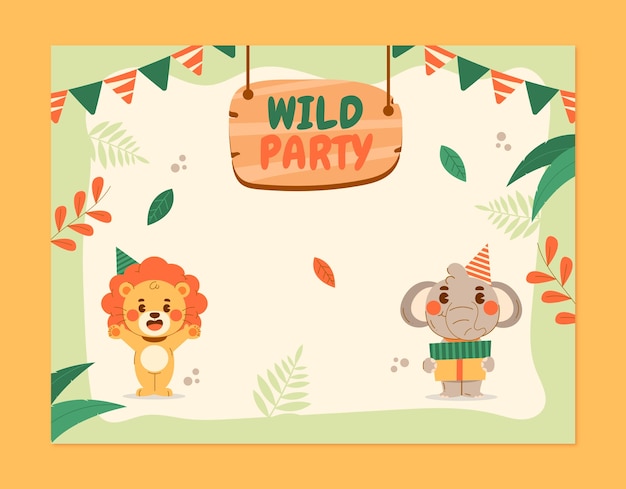 Free Vector safari party with wild animals photocall template