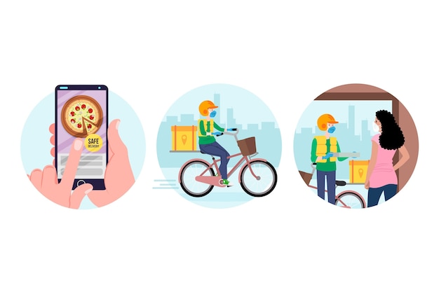 Free vector safe food delivery concept