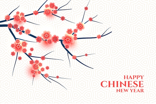 Free Vector sakura tree branch chinese new year greeting card