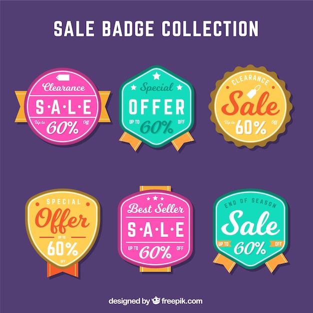 Free Vector sale badges with colorful style