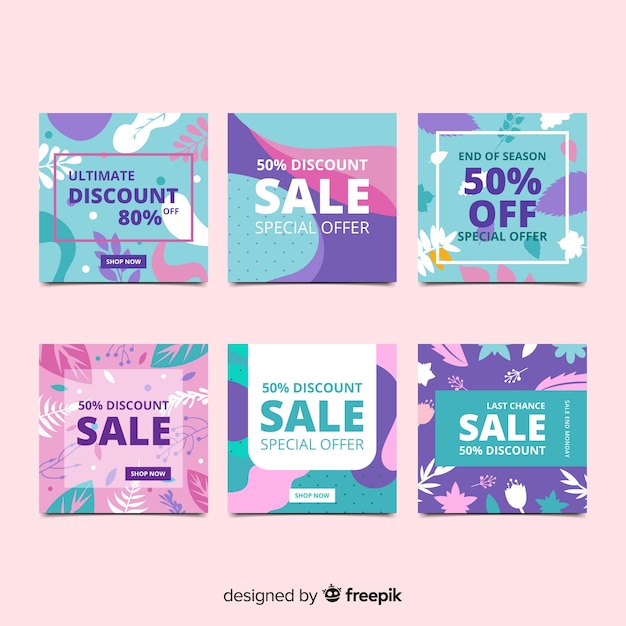 Free Vector sale banner collection for social media