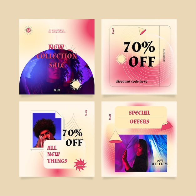 Free Vector sale instagram post collection