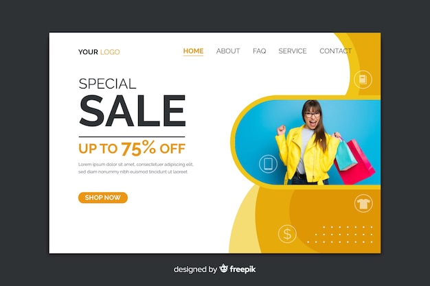 Sale landing page with photo