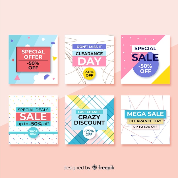 Free vector sale promotion banners for social media