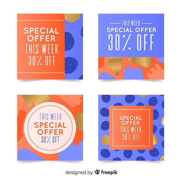 Free Vector sale promotion banners for social media