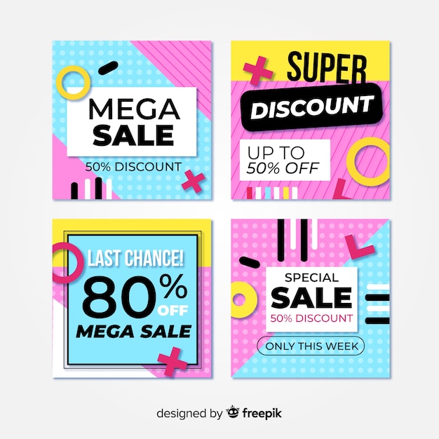 Free Vector sale promotion banners for social media