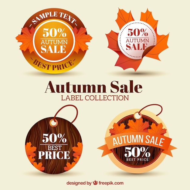 Sale stickers collection of autumn season