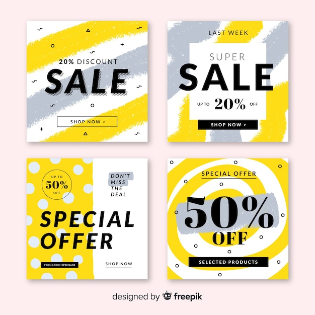 Free Vector sale web banner for social media