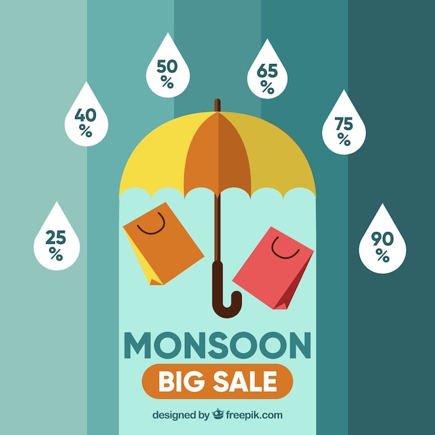 Free Vector sales background of monsoon