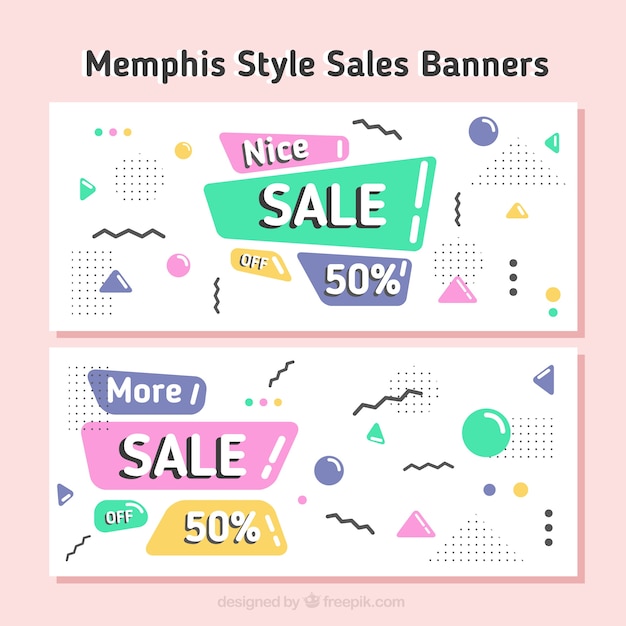 Free Vector sales banners in memphis design