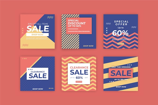 Free Vector sales instagram post collection