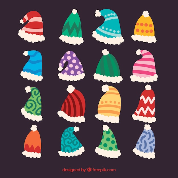 Free Vector santa claus hat collection