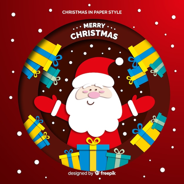 Free vector santa claus with presents background