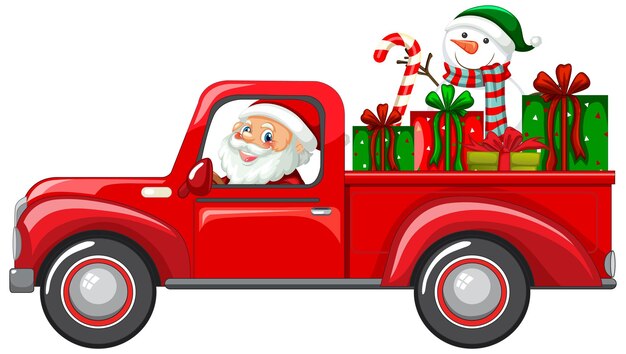 Santa driving car to delivery Christmas gifts