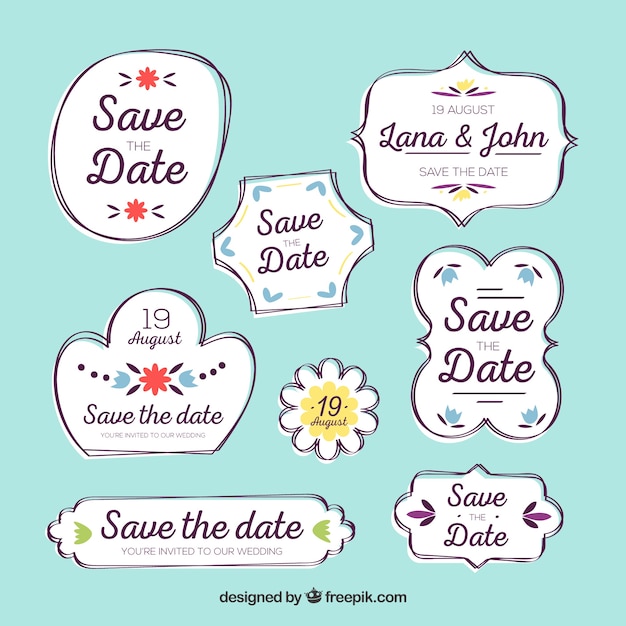 Free Vector save the date labels