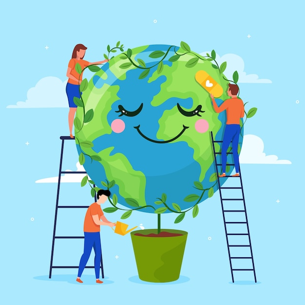 Free vector save the planet concept