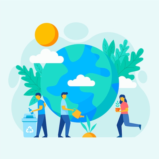 Free Vector save the planet illustration style