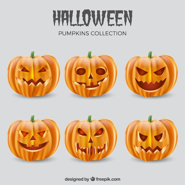 Free Vector scary faces of halloween jackolantern