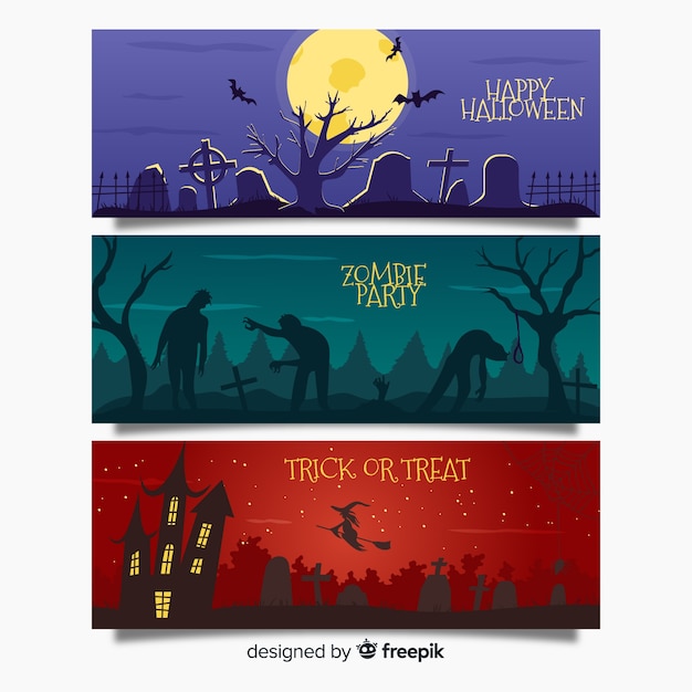 Free Vector scary halloween banner web