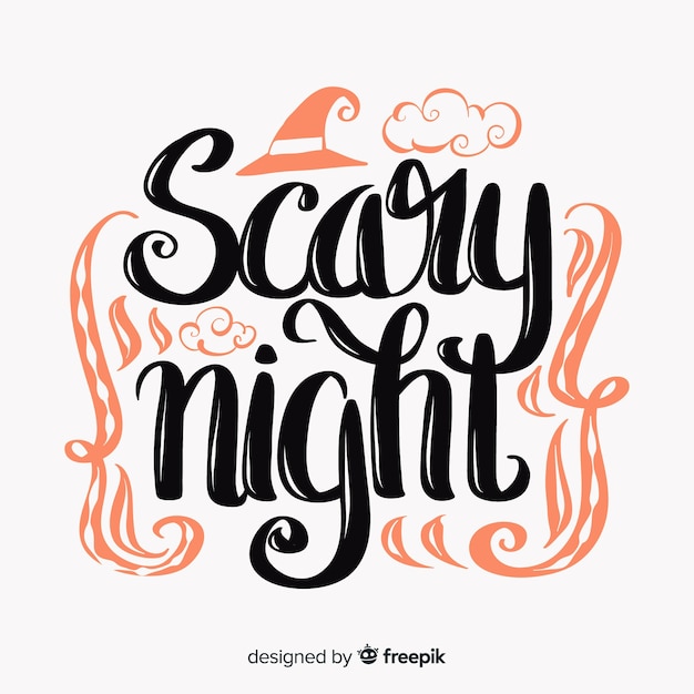 Free Vector scary night of halloween lettering background