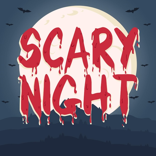 Free Vector scary night - lettering concept